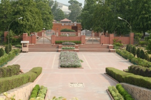 an entrance to Ghandi's memorial park